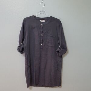 Allen Allen Charcoal Casual Button Down Oversized Midi Dress